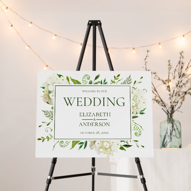 White Hydrangeas Wedding Foam Board (In Situ (Stand))