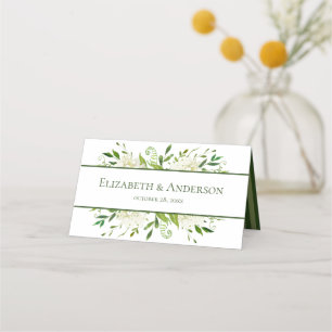 White Hydrangeas Wedding Place Card