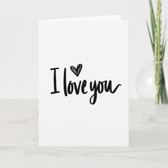 White I Love You Heart Card (Front)