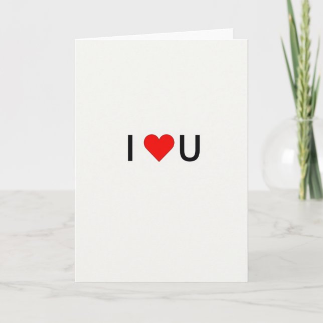 White I Love You Valentines Day Card (Front)