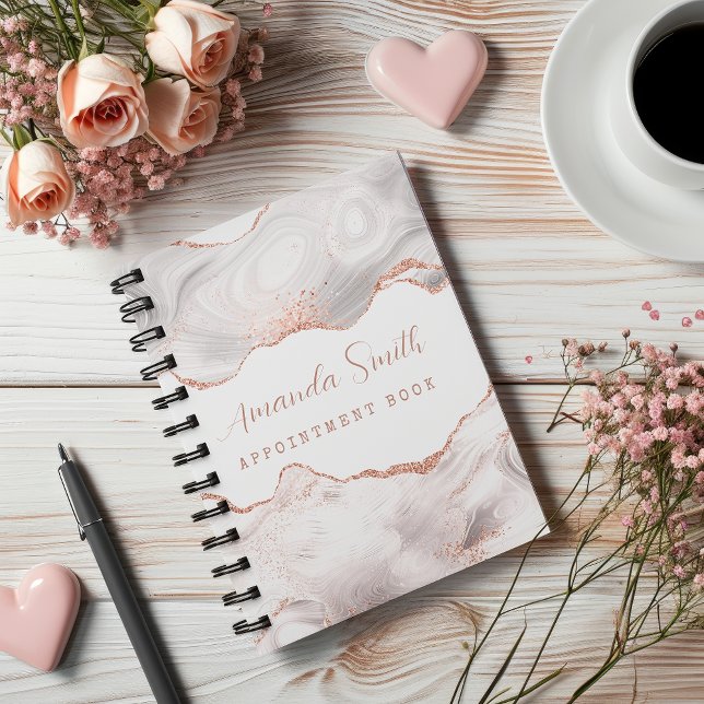 White I Rose Gold Glitter Agate Appointment Book Planner (White I Rose Gold Glitter Agate Appointment Book Planner)