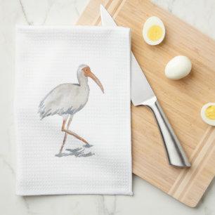 White Ibis Bird Painting Art Kitchen Kitchen Towel