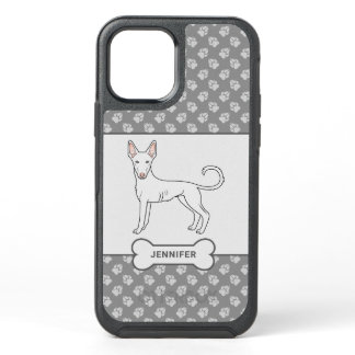 White Ibizan Hound Smooth Coat Cartoon Dog &amp; Name OtterBox Symmetry iPhone 12 Case