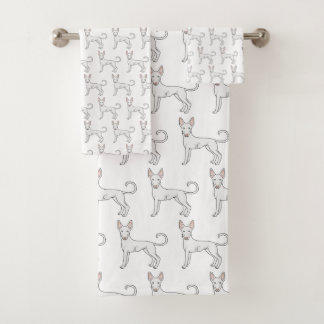White Ibizan Hound Smooth Coat Cartoon Dog Pattern Bath Towel Set