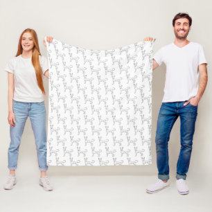 White Ibizan Hound Smooth Coat Cartoon Dog Pattern Fleece Blanket