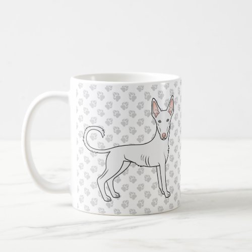 White Ibizan Hound Smooth Coat Cartoon Dog  Paws Coffee Mug