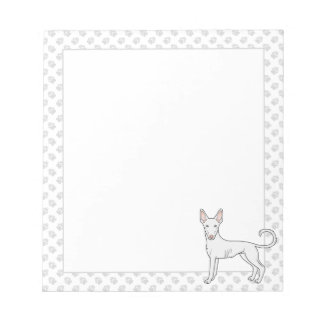 White Ibizan Hound Smooth Coat Cartoon Dog &amp; Paws Notepad