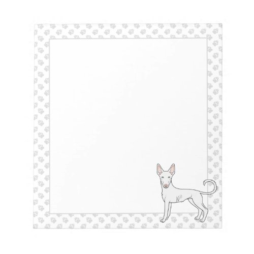 White Ibizan Hound Smooth Coat Cartoon Dog  Paws Notepad