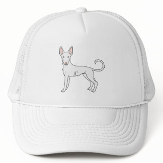 White Ibizan Hound Smooth Coat Cute Cartoon Dog Trucker Hat