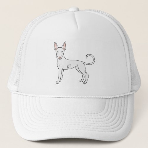 White Ibizan Hound Smooth Coat Cute Cartoon Dog Trucker Hat