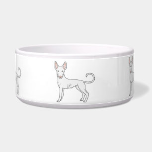 White Ibizan Hound Smooth Coat Cute Cartoon Dogs Bowl