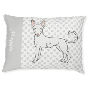 White Ibizan Hound Smooth Coat Cute Dog & Name Pet Bed