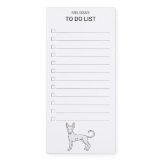 White Ibizan Hound Smooth Coat Dog To Do List Magnetic Notepad