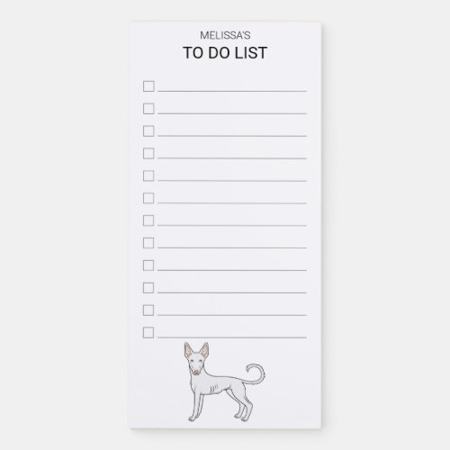 White Ibizan Hound Smooth Coat Dog To Do List Magnetic Notepad