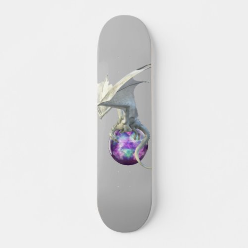 White Ice Dragon with Magical Sphere Skateboard