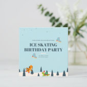 White Ice Skating Birthday Party Snow Invitation (Standing Front)