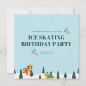 White Ice Skating Birthday Party Snow Invitation (Front)