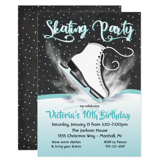 White Ice Skating Birthday Party Snow invitation | Zazzle.com