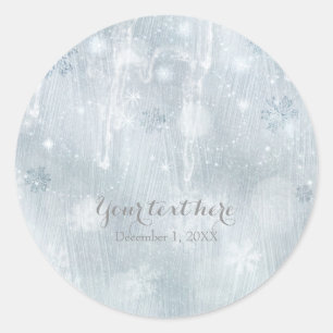White Ice Snowflakes Winter Wonderland Favor Classic Round Sticker