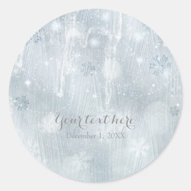 White Ice Snowflakes Winter Wonderland Favor Classic Round Sticker | Zazzle