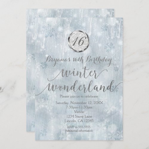 White Ice Snowflakes Winter Wonderland Invitations