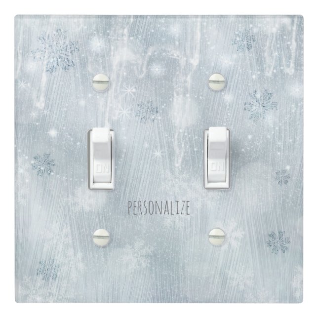 White Ice Snowflakes Winter Wonderland Light Switch Cover (In Situ)