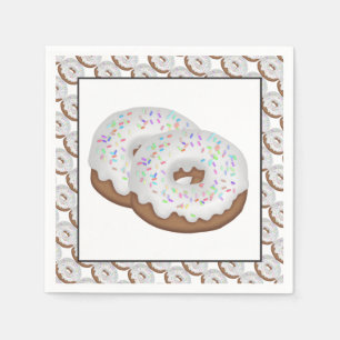 White iced donut paper napkins