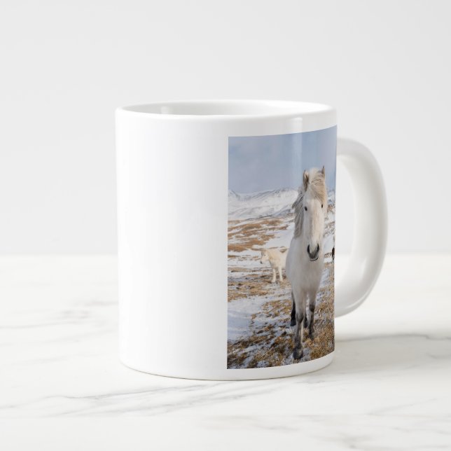 White Icelandic Horse, Iceland Giant Coffee Mug (Front Right)