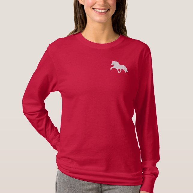 White Icelandic Horse ~ Long sleeve Shirt (Front)