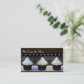 White Icing Cupcakes on Brown Business Cards (Standing Front)
