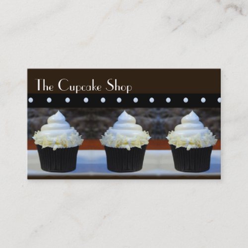 White Icing Cupcakes on Brown Business Cards