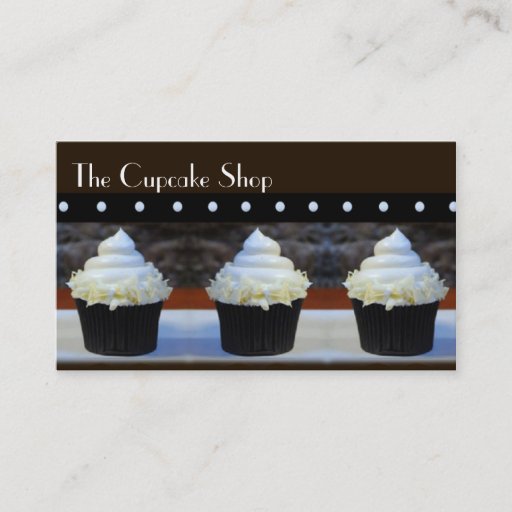 Customizable White Icing Cupcakes on Brown Business Cards