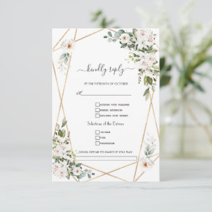 White Imperial Lilies Roses Song Request Wedding RSVP Card