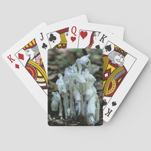 White Indian Pipe Ghost Flower Wildflowers  Poker Cards (Back)