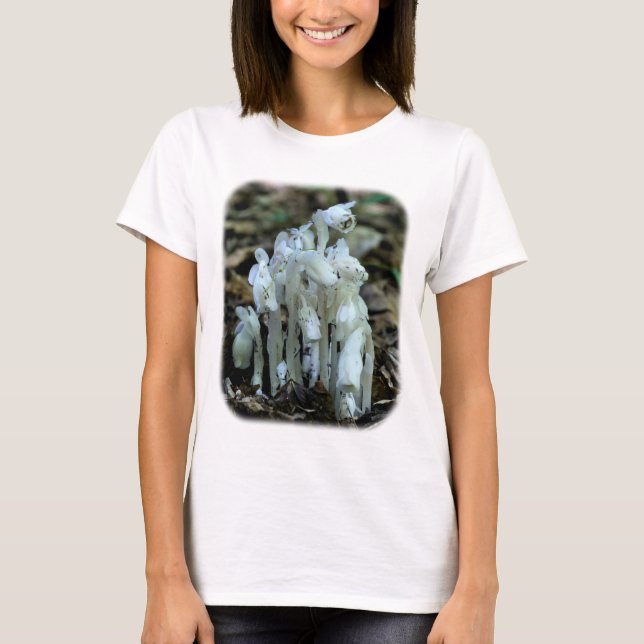 White Indian Pipe Wildflower Nature  T-Shirt (Front)