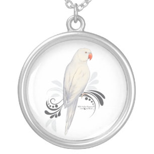 White Indian Ringneck Parrot Silver Plated Necklace
