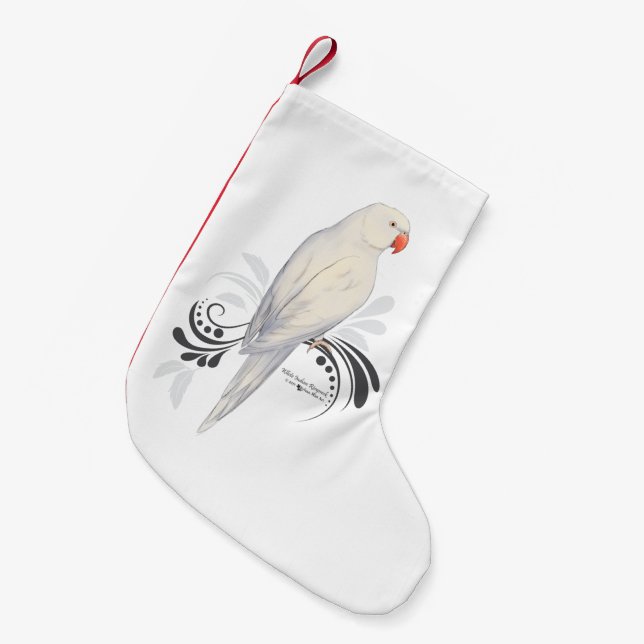 White Indian Ringneck Parrot Small Christmas Stocking (Front (Hanging))