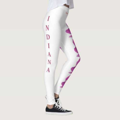 White Indiana State Flower Peony Leggings