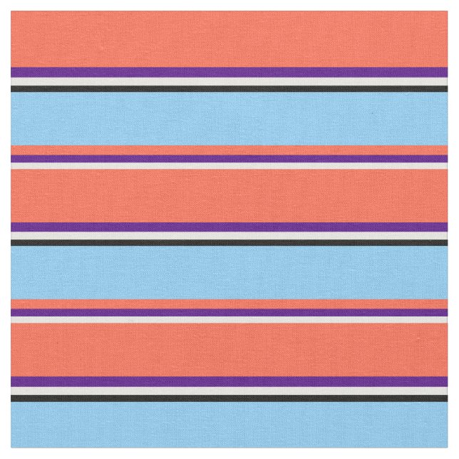 White, Indigo, Red, Light Sky Blue, and Black Fabric (Close Up)