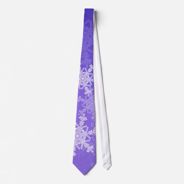 White Indigo Snowflakes Minimalist Christmas Name Neck Tie (Front)