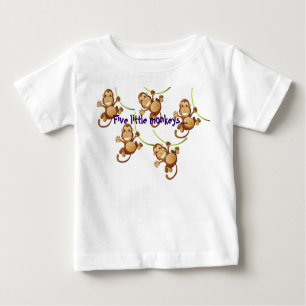 White Infant T-shirt with Five Little Monkeys...