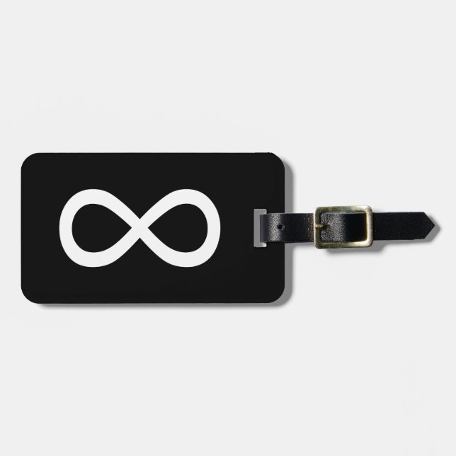 White Infinity Symbol Luggage Tag (Front Horizontal)