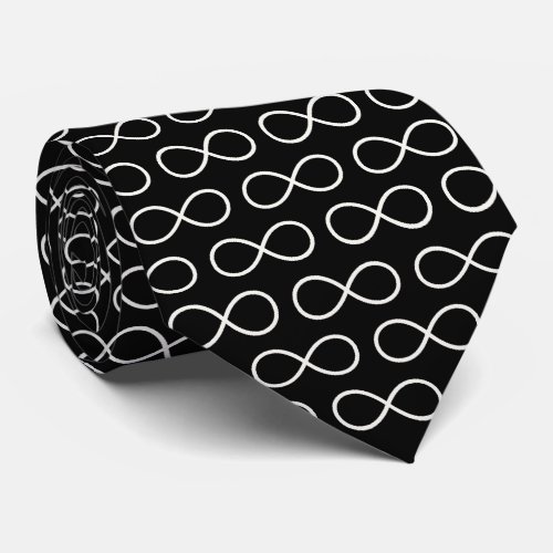 White Infinity Symbol Pattern  Geek Gifts Neck Tie