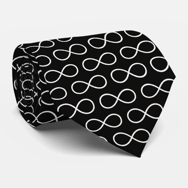 White Infinity Symbol Pattern | Geek Gifts Neck Tie (Rolled)