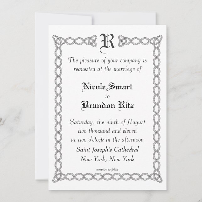 White Infinity Wedding Invitation (Front)