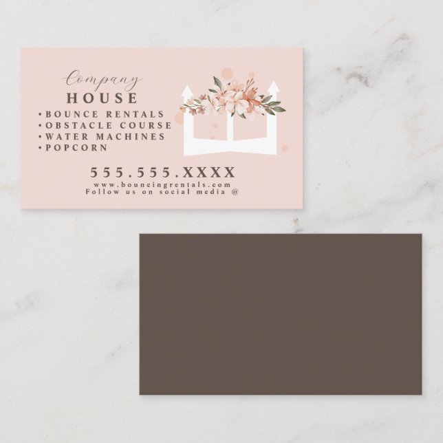 White Inflatable Castle House Bounce Party Rental Business Card (Front/Back)