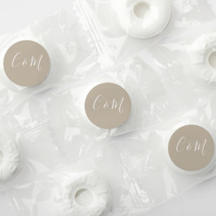 White Initials   Beige Wedding Candy Favors