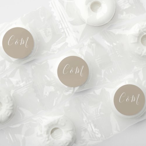 White Initials  Beige Wedding Candy Favors