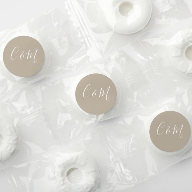 White Initials | Beige Wedding Candy Favors (Assorted)