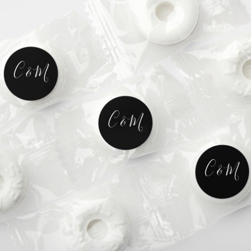 White Initials  Black Wedding Candy Favors